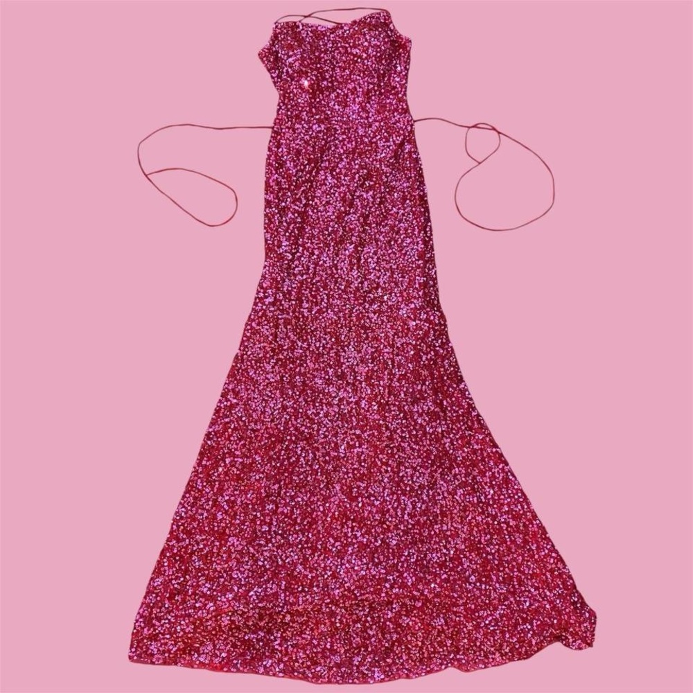 gorgeous pink sequin gown